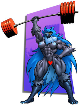 abs anthro biceps big_breasts big_muscles breasts censored_genitalia censored_vulva deltoids exercise feathers feet female hair long_hair muscular muscular_anthro muscular_female pecs pecs_with_breasts solo tail tail_feathers weightlifting workout tilingart undertale_(series) undertale_yellow martlet_(zenith_form) avian bird absurd_res censored hi_res