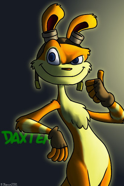 blue_eyes chest_tuft clothing eyewear eyewear_on_head feral fingerless_gloves fur gesture gloves goggles goggles_on_head hand_gesture handwear male mario644 orange_body orange_fur pose semi-anthro simple_background smile smiling_at_viewer solo thumbs_up tuft jak_and_daxter naughty_dog sony_corporation sony_interactive_entertainment daxter mammal mustelid ottsel 2:3 digital_media_(artwork)