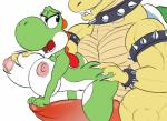anthro big_breasts big_penis bowser breasts collar curvy_figure duo erection female forced genitals green_yoshi hand_on_butt huge_penis hyper hyper_genitalia hyper_penis koopa larger_male male male/female mario_bros muscular muscular_male nintendo nipple_dip nipples non-mammal_breasts nude open_mouth penis rape scalie seiiartworks size_difference smaller_female smile tapering_penis voluptuous yoshi