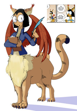 bob_cut clipboard clothing eyewear female glasses jacket looking_at_viewer loose_feather paws quill solo topwear wings merrivius tobitobi90 elf_comic mythology dr._sphinx_(merrivius) animal_humanoid felid felid_humanoid humanoid mammal mammal_humanoid mythological_creature mythological_sphinx sphinx_humanoid absurd_res hi_res