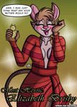 anthro award blush breasts buckteeth cleavage_cutout clothed clothing cutout dialogue don_bluth dress english_text eyes_closed female hi_res mammal mature_anthro mature_female mouse mrs._brisby murid murine open_mouth open_smile rodent sketchybug smile solo teeth text the_secret_of_nimh trophy