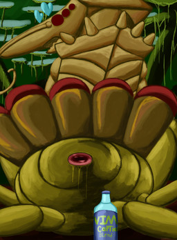 animal_genitalia arthropod_abdomen bestiality bodily_fluids cloaca female feral genital_fluids genitals horn interspecies looking_at_viewer not_furry nude open_mouth presenting sex simple_background solo spikes spikes_(anatomy) tan_body vaginal vulva worldeaterart fallout microsoft aquatic arthropod crustacean fog_crawler mirelurk_(fallout) shrimp absurd_res digital_media_(artwork) hi_res