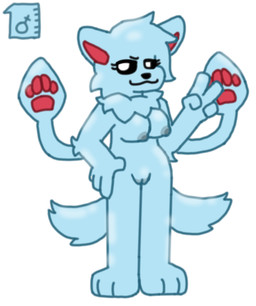 2_tails anthro crossgender female male multi_tail solo tail mushroomwolf changed_(video_game) ruffle_(rufflemaker) squid_dog_(changed) canid canine mammal