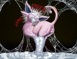 animal_genitalia anus arthropod_webbing balls bdsm black_background blindfold bondage bound feral feral_bondage gag gagged genitals male purple_body sheath simple_background solo sound_effects vowelless vowelless_sound_effect web_bondage raptorroper nintendo pokemon eeveelution espeon generation_2_pokemon pokemon_(species) hi_res