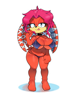 anthro big_breasts bikini blue_eyes breasts clothed clothing dreadlocks female fur navel red_body red_fur simple_background smile solo swimwear tongue tongue_out two-piece_swimsuit white_background somescrub archie_comics sega sonic_the_hedgehog_(archie) sonic_the_hedgehog_(comics) sonic_the_hedgehog_(series) lien-da echidna mammal monotreme hi_res