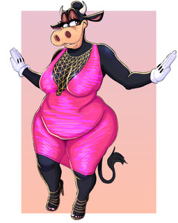 anthro bedroom_eyes big_breasts big_butt breasts butt clothed clothing colored_nails dress eyelashes feet female fishnet_clothing fishnet_topwear footwear high_heels horn mature_anthro mature_female nails narrowed_eyes overweight overweight_anthro overweight_female seductive shoes slightly_chubby slightly_chubby_anthro slightly_chubby_female solo thick_thighs topwear wide_hips boolishclara disney clarabelle_cow bovid bovine cattle dairy_cattle holstein_friesian_cattle mammal 4:5 digital_media_(artwork) hi_res