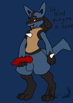animal_genitalia animal_penis anthro balls black_body black_feet black_fur blue_body blue_fur ears_up feet fur genitals inviting knot knotted_penis male masturbation nude nude_male penis red_eyes requesting sex sex_request simple_background smile smiling_at_viewer solo spikes spikes_(anatomy) standing tan_body tan_fur tan_fur_tuft text transparent_background mettdesign_(artist) nintendo pokemon generation_4_pokemon lucario pokemon_(species) alpha_channel english_text hi_res watermark