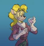 anthro blonde_hair clothing hair long_hair male simple_background smile solo conditional_dnp mikurulucky sega sonic_the_hedgehog_(series) sonic_underground bartleby_montclair mammal mink mustelid musteline true_musteline 2019 digital_media_(artwork)