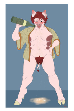 6_breasts after_sex alcohol anthro areola beverage biped blush bodily_fluids border bottomless breasts clothed clothing cloven_hooves cum cum_drip cum_in_vagina cum_inside dewclaw_hooves dripping drunk female genital_fluids genitals hair hairy hairy_vulva hooves inverted_nipples looking_at_viewer mostly_nude multi_breast multi_nipple navel nipples open_clothing open_mouth open_shirt open_topwear overweight overweight_anthro overweight_female pink_body pink_nose pink_skin pubes red_hair shirt short_hair smile solo standing substance_intoxication tail tail_tuft topwear tuft unguligrade vulva wet white_border geier domestic_pig mammal suid suine sus_(pig) 2017 2:3 hi_res