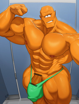 1_eye abs barely_contained barely_contained_penis biceps clothing flexing flexing_bicep genitals green_clothing green_thong green_underwear male muscular muscular_humanoid muscular_male nipples orange_body orange_skin pecs penis solo thong underwear vein veiny_penis charcoalwaffle26 image_comics invincible_(image_comics) allen_the_alien alien alien_humanoid humanoid unopan absurd_res hi_res