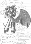 2005 andres_chung_jr anthro bloodshot_eyes dialogue dragon dragonmorph_(character) english_text greyscale male membrane_(anatomy) membranous_wings monochrome mythological_creature mythological_scalie mythology scalie simple_background sketch solo tail text toddler traditional_media_(artwork) what wings young