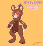 anthro brown_body button_(fastener) button_eyes doll ear_piercing fur leather male piercing plushie red_eyes smile solo tail zipper zipper_mouth sockodrawing animate_inanimate bear corrupt_fluffshie fluffshie hybrid living_doll living_plushie mammal absurd_res hi_res