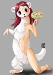 ambiguous_gender anthro brown_eyes brown_hair fur grey_background hair hand_fan looking_at_viewer nude open_mouth simple_background solo transformation uchiwa_fan white_body white_fur wide_crotch edmol mammal mustelid musteline stoat true_musteline weasel 2005