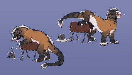 animal_genitalia animal_penis bodily_fluids breeding_mount cum cum_on_ground ejaculation equine_genitalia equine_penis feral fur genital_fluids genitals horn hybrid_genitalia hybrid_penis knot knotted_equine_penis knotted_penis male male_feral orange_body penis solo stripes yarrowlynx mythology dragon felkin furred_dragon furred_scalie mythological_creature mythological_scalie scalie hi_res