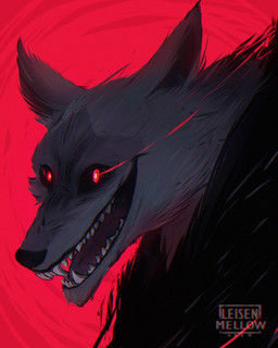 anthro carnassials cloak clothing creepy creepy_face creepy_smile facial_markings fangs fur fuzzy glowing glowing_eyes grey_body grey_fur head_markings incisors looking_at_viewer male markings mask_(marking) open_mouth open_smile pupils red_background red_eyes scary sharp_teeth simple_background smile solo teeth white_pupils leisen_mellow dreamworks puss_in_boots_(franchise) death_(puss_in_boots) canid canine canis mammal wolf 4:5 hi_res portrait watermark