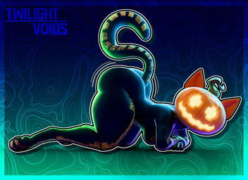 anthro bent_over big_breasts big_butt black_body breasts butt cat_tail curvy_figure female food fruit glowing glowing_eyes glowing_face glowing_mouth gradient_background huge_butt jack-o'-lantern looking_at_viewer pattern_background paws plant pumpkin shaking_butt simple_background solo vegetable wide_hips wiggling_ass wiggling_butt twilightv0ids twilightv0ids_(modeler) epic_games fortnite fortnite:_battle_royale spice_(fortnite) elemental_creature felid feline flora_fauna mammal 11:8 3d_(artwork) absurd_res digital_media_(artwork) hi_res