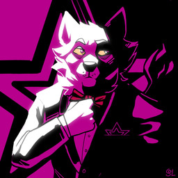 anthro cheek_tuft clothed clothing facial_tuft front_view glistening glistening_eyes looking_aside male male_anthro mouth_closed neck_tuft pattern_background simple_background solo star-shaped_background star_polygon tuft solaxe_(artist) dunothewolf_(character) 1:1 half-length_portrait hi_res portrait restricted_palette