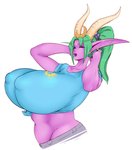 big_breasts breasts clothed clothing female green_hair hair horn huge_breasts humanoid_pointy_ears midriff nipple_outline not_furry pointy_ears side_v solo sundown_(artist) blizzard_entertainment warcraft ysera elf horned_humanoid humanoid mammal night_elf digital_drawing_(artwork) digital_media_(artwork) hi_res shaded simple_shading