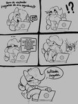 computer ejaculation electronics fellatio genitals low_contrast male oral penile penis sex solo speech_bubble text onsti hasbro my_little_pony fan_character onsti_(character) earth_pony equid equine horse mammal pony absurd_res black_and_grey comic greyscale hi_res monochrome sketch sketch_page spanish_text translated