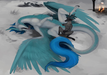 anthro anthro_on_feral antlers balls bestiality biped black_body black_eyes black_fur blue_body blue_fur bodily_fluids campfire claws cooking_pot deep_fisting duo erection feathered_wings feathers female female_on_anthro feral fire fisting fur genital_fluids genitals glans green_body green_feathers green_sclera holding_penis hooves horn interspecies larger_female larger_feral looking_back lying male male/female male_on_feral masturbation nude on_back open_mouth outside penetration penile penile_masturbation penis quadruped red_eyes sitting size_difference smaller_anthro smaller_male snow spread_legs spreading tail teal_body teal_scales tongue tongue_out vaginal vaginal_fisting vaginal_fluids vaginal_penetration vulva white_body white_skin wings conditional_dnp dradmon mythology itaris cervine deer dragon elk mammal mythological_creature mythological_scalie scalie 2016 digital_media_(artwork) hi_res