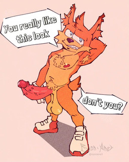 anthro armpit_fetish armpit_hair balls big_balls big_penis big_shoes bodily_fluids body_hair clothing dripping erection footwear footwear_only fur genital_fluids genitals glans humanoid_genitalia leaking_precum looking_at_viewer male mostly_nude nipples nude orange_body orange_fur pecs penis pink_background precum precum_drip pubes saggy_balls shoes shoes_only simple_background smile solo sound_effects spiked_penis spikes spikes_(anatomy) tail text ryonane bubsy_(series) bubsy_4d bubsy_bobcat bobcat felid feline lynx mammal 2d_animation animated digital_media_(artwork) english_text short_playtime sound video