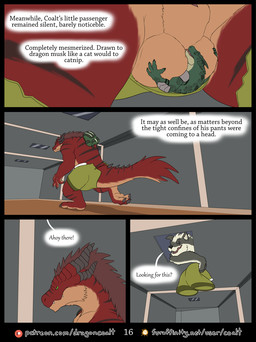 3_toes 4_fingers animal_genitalia anthro arm_pads backpack ball_fondling balls barefoot black_claws black_horn black_spikes black_stripes bottomwear brown_hair claws clothed clothing dialogue eye_scar facial_scar feet fingers fluffy fluffy_tail fondling four_frame_image fur furaffinity_logo genitals green_body green_bottomwear green_clothing green_eyes green_scales green_shorts grey_body grey_fur group hair holding_bottomwear holding_clothing holding_object holding_pants hole_in_ceiling horn inside_clothing internal larger_male licking looking_down looking_up male male/male micro musk narration open_window oral overbite pants patreon_logo penile penis penis_lick red_body red_fur scales scar sex sheath shorts shoulder_pads size_difference skylight smaller_male spiked_tail spikes spikes_(anatomy) stripes tail tan_body tan_fur teasing text toe_claws toes tongue tongue_out topless topless_anthro topless_male trio white_body white_fur white_hair rimentus furaffinity mythology patreon coalt holstar_(rimentus) squeaks_(rimentus) canid canine canis dragon furred_dragon furred_scalie kobold mammal mythological_creature mythological_scalie scalie wingless_dragon wolf comic english_text hi_res url