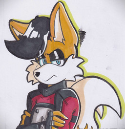 annoyed anthro bracelet clothing crossed_arms digit_ring eyebrows eyelashes eyeshadow femboy finger_ring fingerless_gloves gloves handwear jewelry long_eyelashes looking_at_viewer makeup male raised_eyebrow scribbles solo spiked_bracelet spikes justsomeidiotonline archie_comics sega sonic_the_hedgehog_(archie) sonic_the_hedgehog_(comics) sonic_the_hedgehog_(series) miles_prower_(anti-tails) canid canine fox mammal red_fox true_fox hi_res