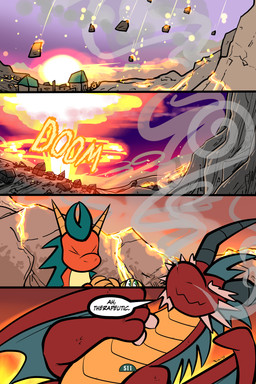 2_horns 4_panel_comic ambiguous_gender balloon balloon_with_face black_text brown_body building claws closed_smile dialogue explosion eyes_closed feral finger_claws green_eyes group horn inflatable male mouth_closed orange_body outside page_number scales sky smile sound_effects speech_bubble talking_to_self text toony town white_sclera wings virmir mythology retanlong roko_kirihoko saida dragon mythological_creature mythological_scalie scalie 2026 2:3 absurd_res comic english_text hi_res signature