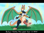 anthro balls big_penis clothing erection genitals huge_penis humor legwear male penis solo tail text thigh_highs maddworld dragon_ball nintendo pokemon vegeta charizard generation_1_pokemon pokemon_(species) crossover english_text hi_res