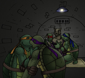 anthro being_watched belt clothing eyes_closed fur green_body green_skin grey_body grey_fur group inside interspecies kissing looking_at_another male male/male mask tent undressing unknown_artist teenage_mutant_ninja_turtles teenage_mutant_ninja_turtles_(1987) donatello_(tmnt) leonardo_(tmnt) master_splinter michelangelo_(tmnt) raphael_(tmnt) brown_rat mammal murid murine rat reptile rodent scalie turtle digital_media_(artwork) shaded source_request adopted_(lore) adopted_son_(lore) adoptive_father_(lore) brother_(lore) brothers_(lore) incest_(lore) sibling_(lore)