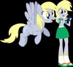 blonde_hair bottomwear clothing cutie_mark derp_eyes duo feathered_wings feathers female flying footwear hair legwear letter necktie sandals shirt shoes simple_background skirt smile socks standing topwear transparent_background wings vector-brony equestria_girls friendship_is_magic hasbro my_little_pony mythology derpy_hooves_(eg) derpy_hooves_(mlp) equid equine human mammal mythological_creature mythological_equine pegasus 2013 absurd_res alpha_channel hi_res