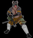 anthro clothed clothing fangs gun machine_gun male muscular open_mouth pawpads paws pkm ranged_weapon simple_background solo teeth tongue topless topless_male transparent_background tribal weapon rebeldragon101 disney the_lion_king ed_(the_lion_king) hyena mammal spotted_hyena alpha_channel hi_res