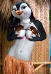 anthro areola big_breasts breasts coconut_bra female grass_skirt hair long_hair navel nipples non-mammal_breasts solo tattoo oystercatcher7 third-party_edit surf's_up lani_aliikai avian bird penguin photo_manipulation photomorph