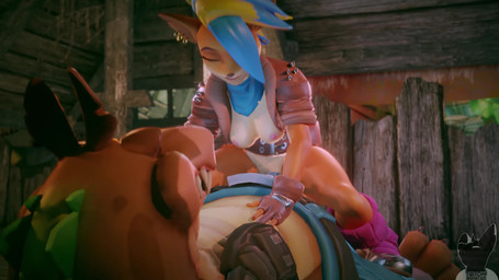4_fingers anthro anthro_on_anthro anthro_on_bottom anthro_on_top anthro_penetrated anthro_penetrating anthro_penetrating_anthro belt blue_eyes bottomwear bouncing_breasts breasts clothed clothing cowgirl_position denim denim_bottomwear denim_clothing duo ear_piercing erection female female_on_top female_penetrated fingers from_front_position genitals gloves handwear jacket jeans larger_anthro larger_male male male/female male_on_bottom male_penetrating male_penetrating_female moan nipples on_bottom on_top open_clothing open_jacket open_topwear overweight overweight_anthro overweight_male pants penetration penile penile_penetration penis penis_in_vagina piercing scarf sex size_difference smaller_anthro smaller_female smaller_penetrated topwear vaginal vaginal_penetration vulva twitchyanimation activision crash_bandicoot_(series) dingodile pirate_tawna bandicoot canid canine canis crocodile crocodilian dingo hybrid mammal marsupial reptile scalie 16:9 2020 3d_(artwork) 3d_animation animated digital_media_(artwork) hi_res huge_filesize loop short_playtime sound video watermark widescreen