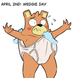 allcaps anthro black_nose black_text blush bodily_fluids briefs briefs_only brown_body brown_fur clothed clothing disembodied_hand double_wedgie embarrassed embarrassing_nudity frontal_wedgie fur ghost_hand male male_wedgie shocked simple_background solo sweat tan_body tan_fur text tighty_whities toony topless underwear underwear_only wedgie wedgie_day white_background white_briefs white_clothing white_underwear ursanity ursa_(ursanity) bear mammal hi_res