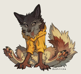 claws clothed clothed_female clothed_feral clothing feet female feral front_view fur inner_ear_fluff pawpads paws scutes simple_background sitting solo tail teeth toes tongue tongue_out tuft hioshiru hioshiru_(character) enfield 2026 digital_drawing_(artwork) digital_media_(artwork)