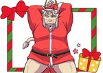 anthro balls blush bound christmas_clothing christmas_headwear clothing genitals hat headgear headwear holidays humanoid_hands kemono male santa_hat slightly_chubby solo oogamikennta christmas santa_claus felid lion mammal pantherine 2022