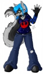 anthro blue_hair collar eyewear female glasses hair looking_at_viewer simple_background solo tail white_background silvermidnight star_wars silvermidnight_(character) canid canine canis mammal wolf