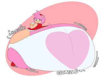 accessory anthro belly big_belly big_butt black_nose blush bracelet butt churn clothing dress embarrassed eyelashes female footwear gloves gold_(metal) gold_bracelet gold_jewelry green_eyes gurgle_(sound_effect) gurgling_butt hair hair_accessory hairband handwear heart_symbol huge_belly huge_butt huge_thighs hyper hyper_belly hyper_butt hyper_pear hyper_thighs jewelry looking_at_butt looking_at_own_butt looking_back looking_back_at_self monobutt morbidly_obese morbidly_obese_anthro morbidly_obese_female motion_lines multicolored_body obese obese_anthro obese_female onomatopoeia overweight overweight_anthro overweight_female panties pink_background pink_body pink_ears pink_hair pink_tail rear_view red_clothing red_dress red_footwear red_hairband red_shoes rumbling_stomach scut_tail shoes short_tail simple_background solo sound_effects tail tan_body tan_inner_ear text thick_thighs tight_clothing two_tone_body underwear white_background white_clothing white_gloves white_handwear white_panties white_underwear paceplusle sega sonic_the_hedgehog_(series) amy_rose eulipotyphlan hedgehog mammal 2026 colored digital_media_(artwork) flat_colors hi_res