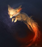 abstract_background ambiguous_gender feral fire glowing glowing_eyes no_pupils orange_sclera quadruped simple_background solo tail alectorfencer nintendo pokemon canid canine fennekin generation_6_pokemon mammal pokemon_(species) 2013