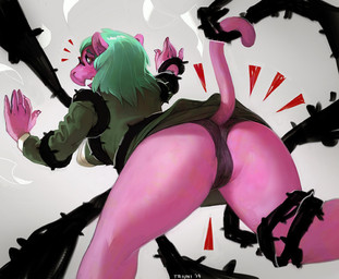 anthro breasts clothing eyewear female glasses hair panties solo spines tail tentacles underwear triuni kero_blaster studio_pixel nanao_(kero_blaster) 2014