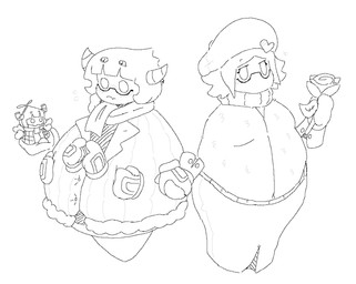 4_eyes 6_hands accessory blush blush_lines blushing_profusely bottomwear bow_ribbon breasts clothing coat emanata eyebrows eyewear fangs female fingers_together floating floating_hands flower fluffy_coat gift glasses hair hair_accessory half-rim_glasses hand_holding hand_on_belly heart_symbol holding_flower holding_object holding_plushie holding_rose horn legless long_skirt looking_at_another looking_at_object machine male male/female mouth_closed mouthless multi_eye multi_hand no_pupils obese obese_male overweight overweight_female overweight_humanoid overweight_male plant plushie raised_eyebrow romantic romantic_couple rose_(flower) scarf shy simple_background skirt sweater teary_eyes teeth topwear unusual_eyes wearing_glasses white_background wide_hips winter_hat ultimadmt kirby_(series) nintendo susie_(kirby) taranza alien arachnid arthropod humanoid robot robot_humanoid spider spidr 2026 black_and_white hi_res monochrome widescreen