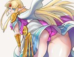 bent_over blonde_hair blue_eyes breasts clothing dress female hair humanoid_pointy_ears looking_at_viewer looking_back not_furry panties pointy_ears solo underwear noblood nintendo the_legend_of_zelda princess_zelda humanoid hylian hi_res