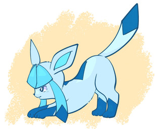 abstract_background all_fours ambiguous_gender blue_body blue_eyes blue_face blue_feet blue_inner_ear blue_tail blue_tail_tip dipstick_hair dipstick_tail feet feral fur gloves_(marking) markings multicolored_ears multicolored_tail simple_background solo stretching tail tail_markings tan_background white_background momensarada nintendo pokemon eeveelution generation_4_pokemon glaceon pokemon_(species) 2022 hi_res