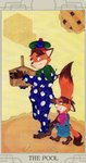 anthro barefoot card card_template clothed clothing duo feet fortune_telling fully_clothed major_arcana male simple_background tarot tarot_card text the_fool_(tarot) walking yellow_background jenes1016 disney zootopia gideon_grey canid canine fox mammal red_fox true_fox 2016 english_text hi_res