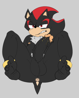angry anthro anus balls big_penis black_body chest_tuft clenched_teeth erection feet genital_piercing genitals glans grey_background leg_ring male nipples penis penis_piercing piercing pubes red_eyes simple_background soles solo tail teeth toes tuft day74art sega sonic_the_hedgehog_(series) shadow_the_hedgehog eulipotyphlan hedgehog mammal digital_drawing_(artwork) digital_media_(artwork) flat_colors hi_res
