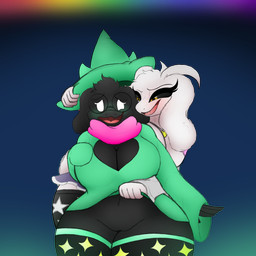 anthro black_body black_fur corruption crossgender duo female fur intraspecies simple_background white_body white_fur allbadbadgers conditional_dnp deltarune undertale undertale_(series) asriel_dreemurr ralsei boss_monster_(undertale) bovid caprine goat mammal 1:1 absurd_res alpha_channel hi_res huge_filesize trans_(lore)