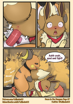 anus balls blush bodily_fluids dialogue fellatio female feral genitals group kerchief kerchief_only male mostly_nude neckerchief neckerchief_only neckwear oral penetration penile penis saliva sex size_difference tail text tongue tongue_out vaginal vaginal_penetration voyeur vulva milachu92 nintendo pokemon pokemon_mystery_dungeon spike_chunsoft brush_(pathwarden) luna_(pathwarden) eevee fennekin generation_1_pokemon generation_6_pokemon pokemon_(species) raichu absurd_res comic english_text hi_res
