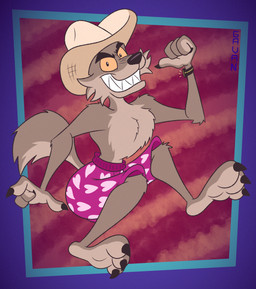 abstract_background anthro arm_tuft cheek_tuft chest_tuft claws clock clothing cowboy_hat elbow_tuft facial_tuft fur gesture grey_body grey_fur hand_gesture hat headgear headwear heart_symbol knee_tuft leg_tuft male multicolored_body multicolored_fur pointing pointing_at_self sharp_teeth shoulder_tuft smug solo teeth toony tuft two_tone_body two_tone_fur underwear watch yellow_eyes gavanzude dreamworks the_bad_guys mr._wolf_(the_bad_guys) canid canine canis mammal wolf alternate_version_at_paywall digital_drawing_(artwork) digital_media_(artwork) hi_res signature