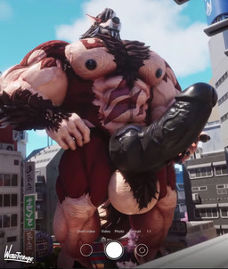 abdominal_scar anthro areola arm_fur ball_tuft balls beard biceps big_muscles big_pecs black_areola black_nipples black_pawpads black_penis blue_sky body_hair brown_body brown_fur brown_hair building camera_ui chest_hair chest_tuft city cloud day deltoids facial_hair fur genitals grey_hair hair hairy_legs huge_pecs knot knotted_penis macro macro_anthro macro_male male muscular muscular_anthro muscular_male muscular_thighs neon_sign nipples obliques pawpads pecs penis phone_ui scar sign sky solo tail tail_motion tailwag text tuft tusks vein veiny_muscles veiny_penis white_hair window werethrope macro_march mythology werethrope_laporte canid canine mammal mythological_canine mythological_creature werecanid werecanine werecreature werewolf 2026 3d_(artwork) 3d_animation animated artist_name digital_media_(artwork) no_sound short_playtime video